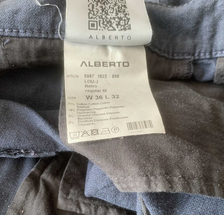 ALBERTO LOU regular fit W36 L32 PAS 96 spodnie męskie chino stretch