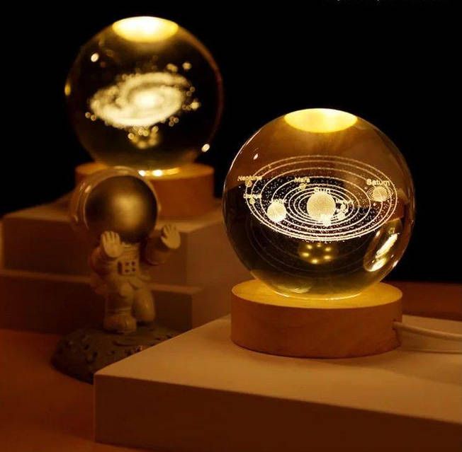Декоративна нічник 3D кришталева куля "Сонячна Система", декоративна нічна лампа 3D