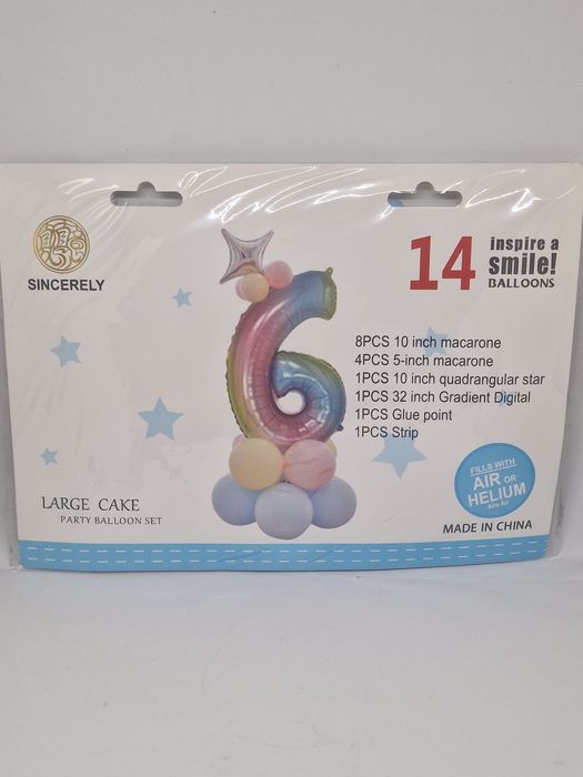 Balon zestaw balonów z CYFRĄ 6 urodziny dekoracja