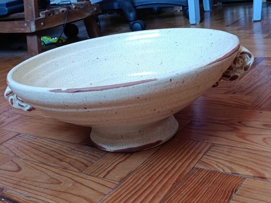 Taça fruteira grande em loiça ceramica com efeito rustico artesanal