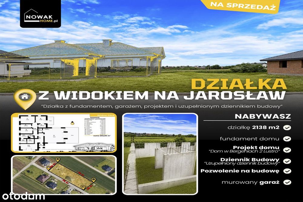 WidnaGóra Jarosław|Działka budowlana|21,38 a|rozpoczęta budowa|projekt