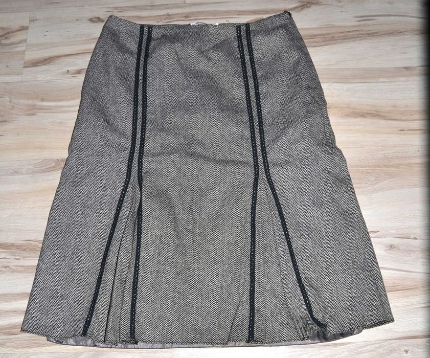 127^ Just style elegancka spódnica z wełną jodełka 42/44