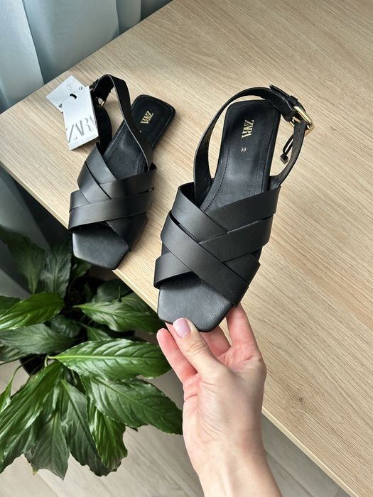 Босоніжки Zara, босоніжки чорні Zara , босоніжки шкіряні Zara