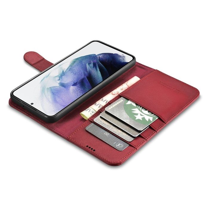 Etui Icarer Haitang Leather Wallet Samsung Galaxy S22 Ultra Czerwony