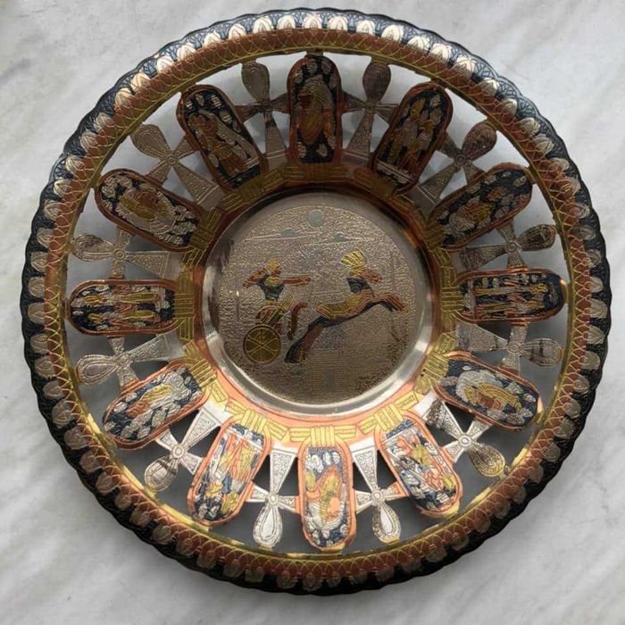 Тарелка сувенирная Египет, металлическая 16 см. Ручная работа