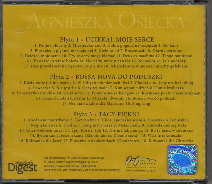 Agnieszka Osiecka – Piosenki Fatbox 3xCD Readest Digest