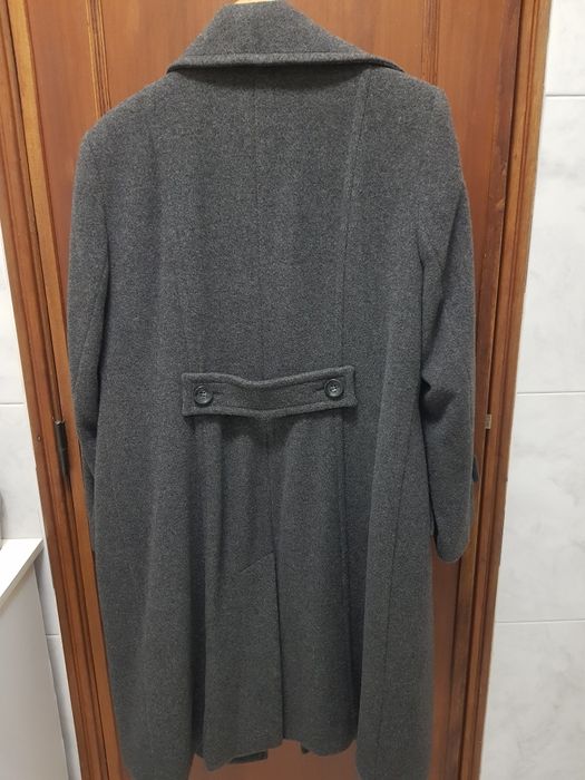Casaco comprido mulher lã caxemira fazenda cinzento escuro NOVO