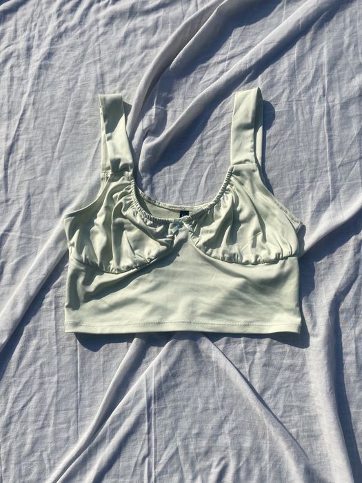 Jasny zielony crop top M 38 H&M coquette