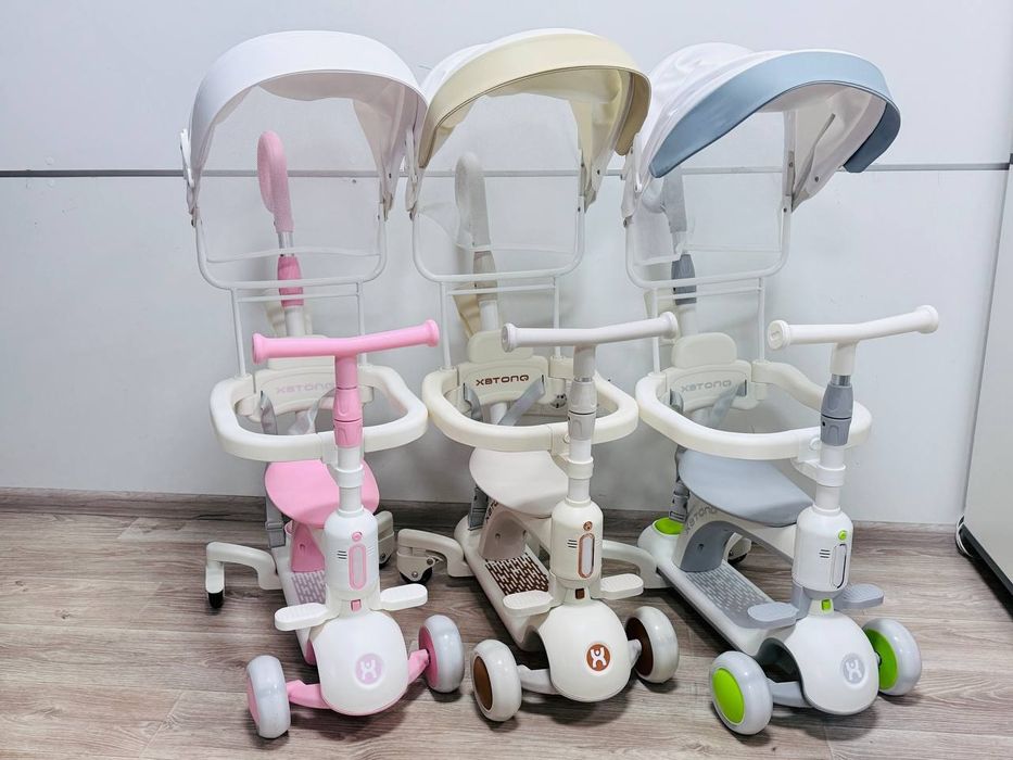Самокат коляска с родительской ручкой бортиком Smart Baby 669
