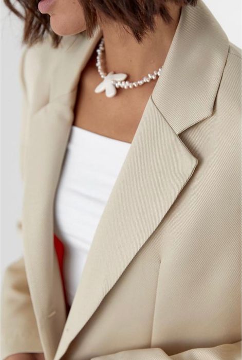 Піджак блейзер жакет світлого бежевого кольору в рубчик