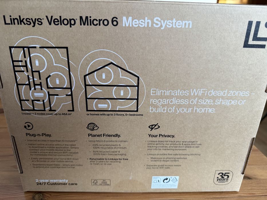 Router Linksys Dwupasmowy System Mesh Velop Micro Wi-Fi 6 3 Gb/s 3 szt