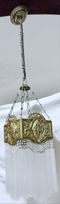Fantástico antigo candeeiro de tecto Arte Nova dourado