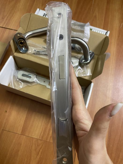 Замок узкий врезной с ручками для калитки (ворот) из нержавеющей стали