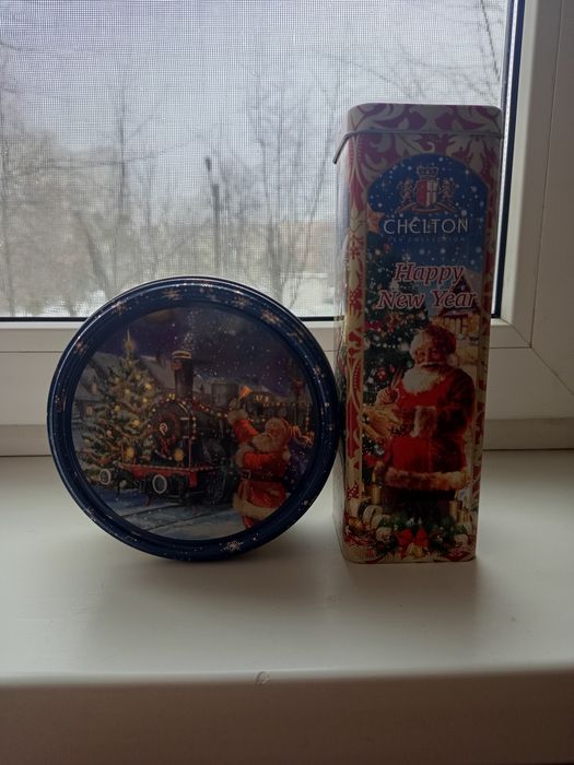 Жестяные новогодние коробочки  3 шт.