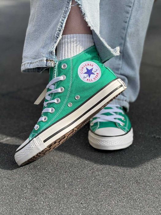 Яскраві Зелені класичні жіночі та підліткові кеди конверс converse all star green 36-41р.