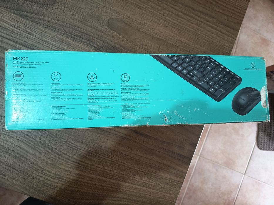 Combo Wireless Logitech MK220 (Teclado + Rato) – Compacto e c/ Caixa