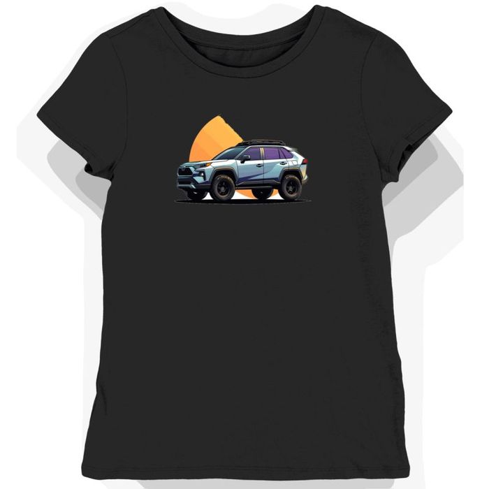 Koszulka damska czarna z futurystycznym SUV-em w blasku 2XL