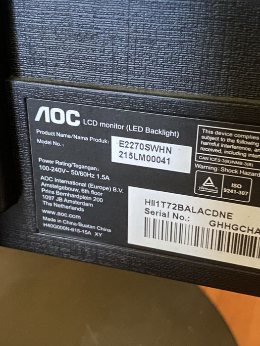 monitor AOC full hd 21,5 cali hdmi pc 215lm00041