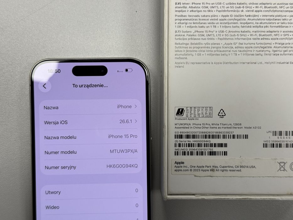 iPhone 15 Pro White Titanium 128GB | 87% kondycji