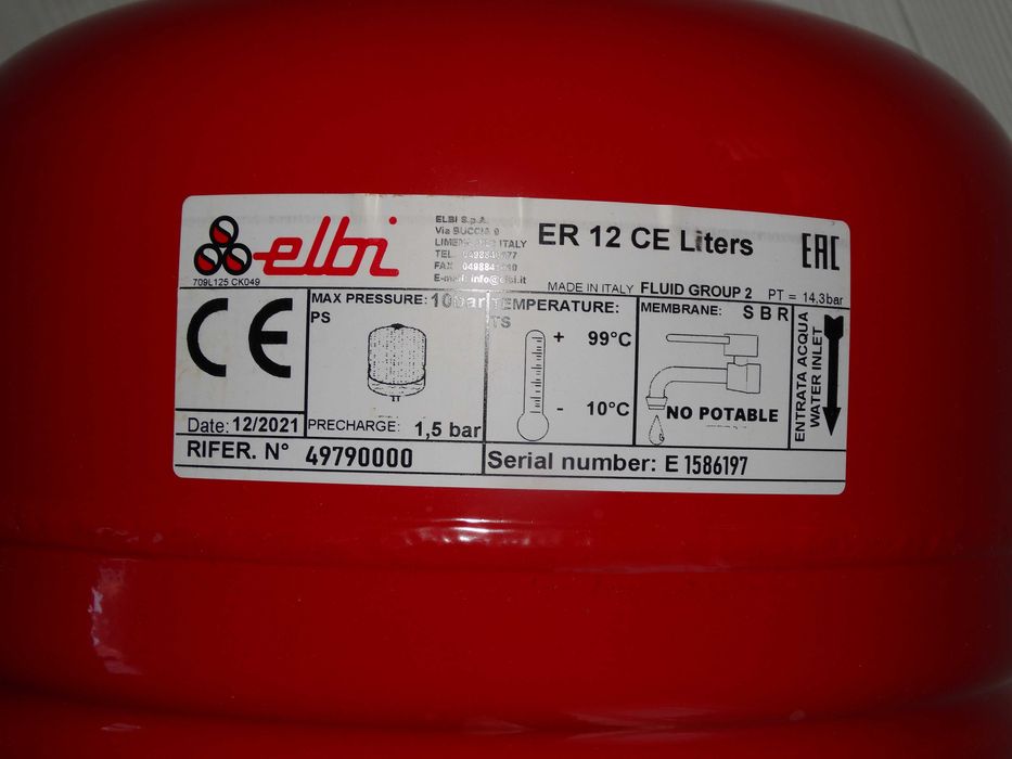 naczynie rozprężne do ogrzewania er-12 CE, Niebieski, Czerwony i Biały