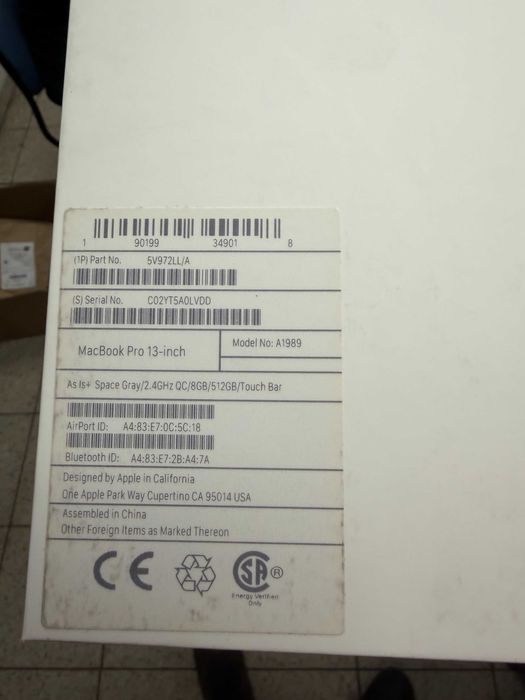 Laptop Apple Macbook Pro 13" 2019 A1989 8GB/512GB Space Gray | SKLEP |