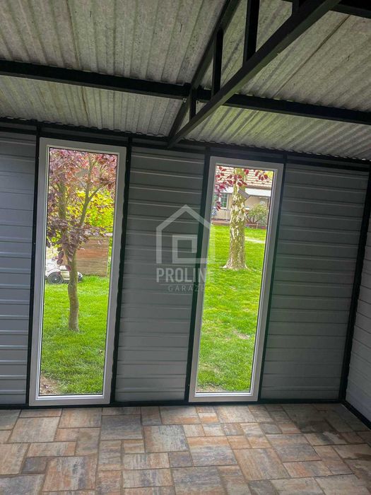 Schowek Domek Ogrodowy 3x3m drzwi 2x okno dwuspad w przód rynny PLG163