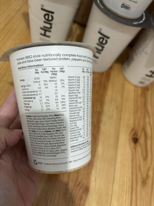 Macarrão instantâneo da HUEL - 400kcal por refeição