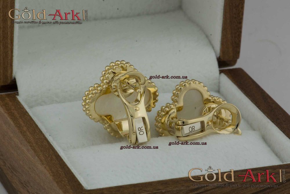 Серьги Ван Клиф с белым перламутром