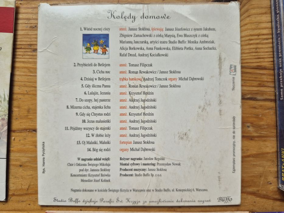 Płyty CD kolędy, film Mgła