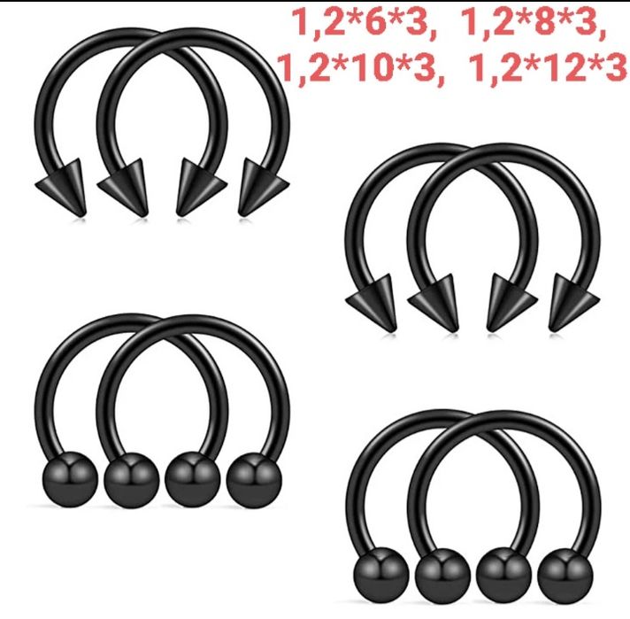 Пірсинг сережка циркуляр підкова кільце септум смайл "ікла вампіра"