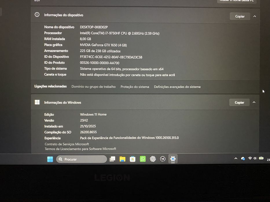 Lenovo Legion Y540 – i7 | GTX 1650 | Excelente Estado