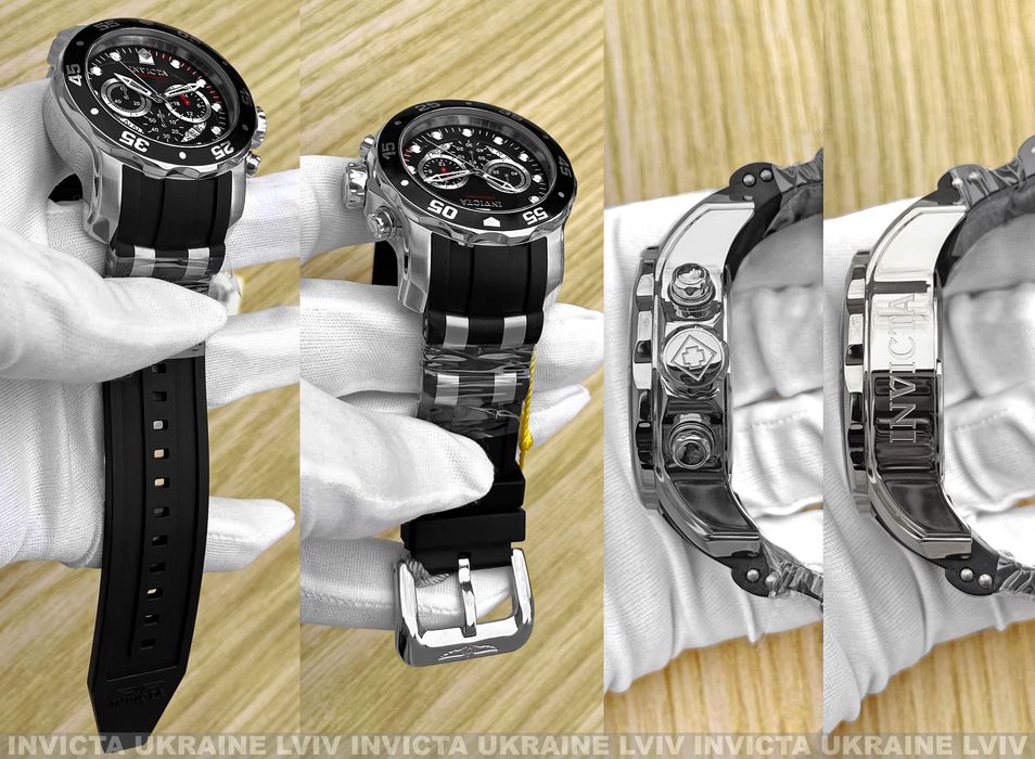 Мужские часы Invicta 6977 Pro Diver Scuba Black Silver Chronograph