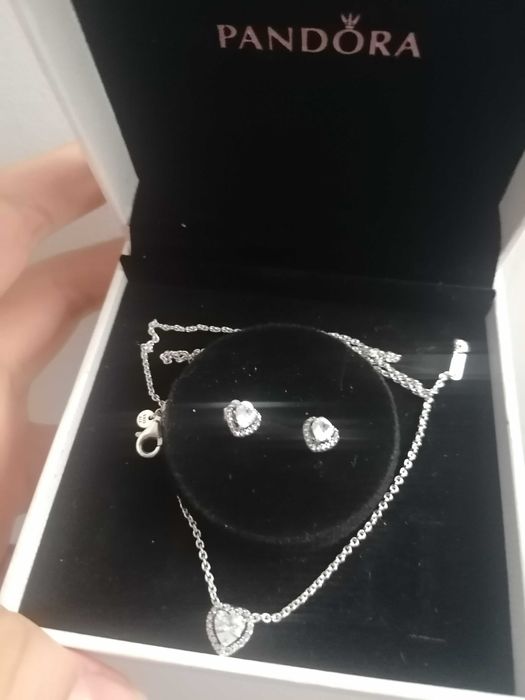 Brincos e Pulseira Pandora Coração