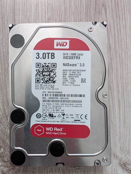 Dysk HDD 3TB WD Red 3.5" SATA III (WD30EFRX) | CMR, 100% sprawny, BEZ bad sectorów!