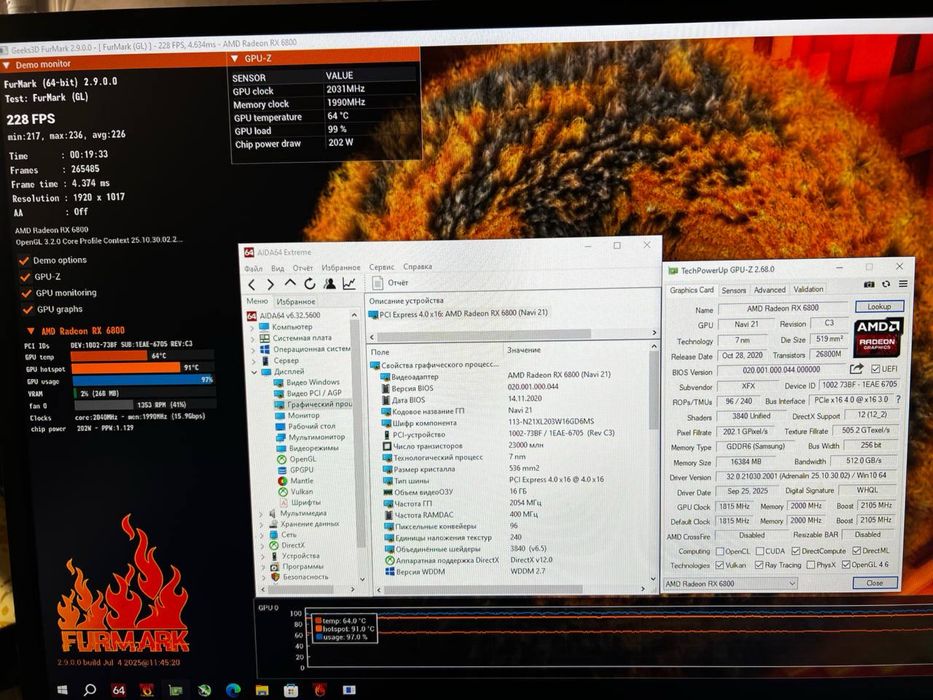 Видеокарта XFX RX6800, 16gb