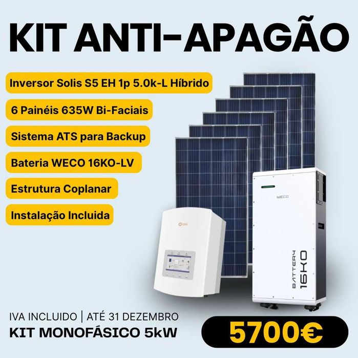 KIT SOLAR ANTI-APAGÃO 16KW –           INSTALAÇÃO INCLUIDA     --