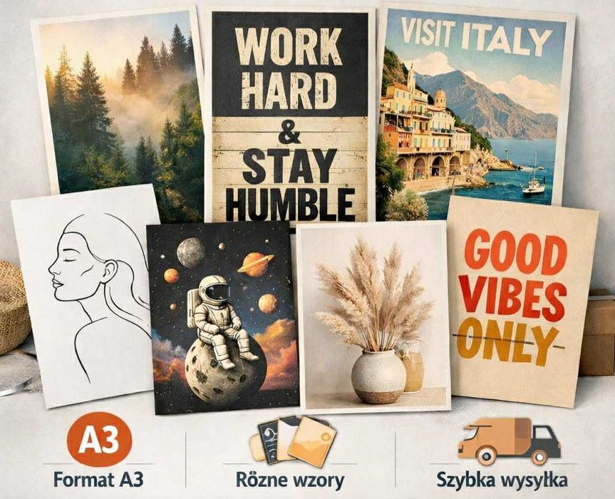 Zestaw 6 plakatów A3 30x40 do wyboru z moich ogłoszeń na prezent