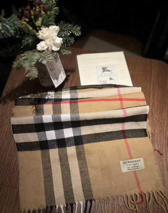 Burberry Шарф в клетку классический бежевый Барберри с QR