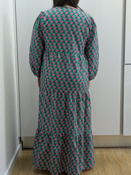 Vestido Floral com Rosas Verde, Novo, Tamanho L