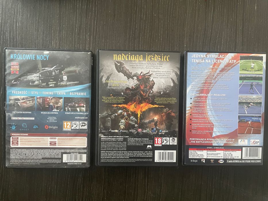 Zestaw 3 gier PC: Need for Speed, Darksiders, Tennis Masters Series
