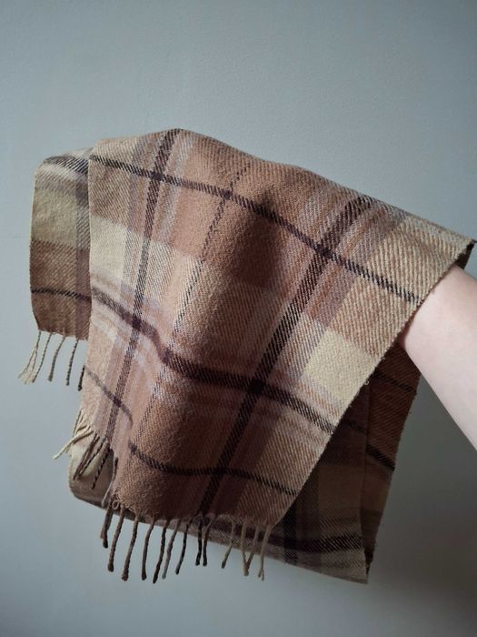 Szalik beżowo brązowy w kratkę