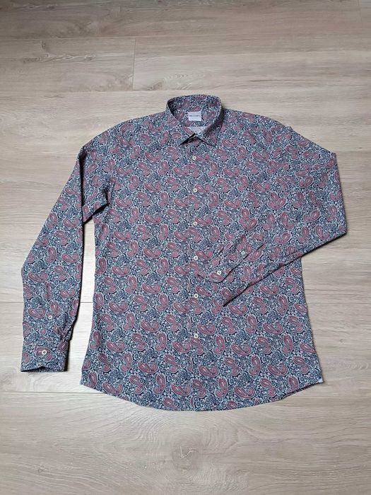 Wzorzysta koszula długi rękaw kołnierzyk guziki 'Rosso Malaspino' 41