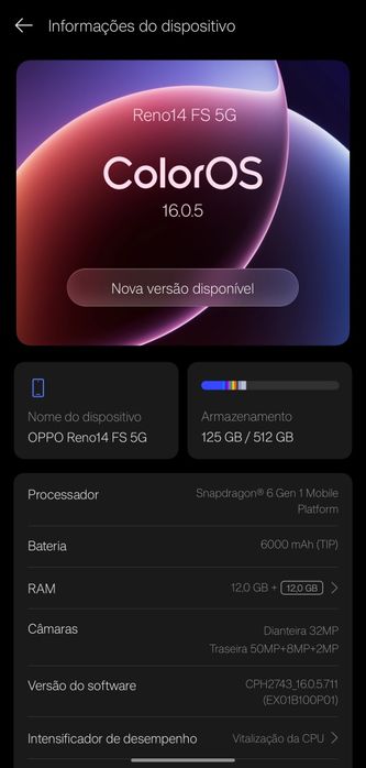 OPPO Reno14 FS 5G — Branco — Como Novo