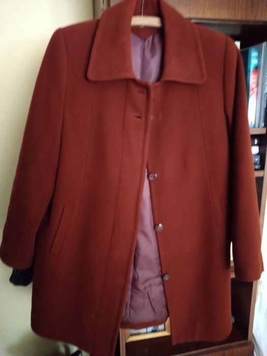 Plaszcz damski flauszowy rudy 42