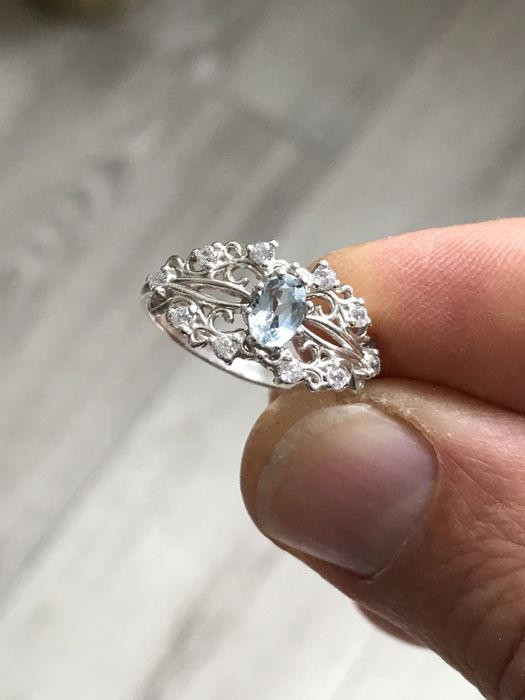 Кольцо аквамарин серебро