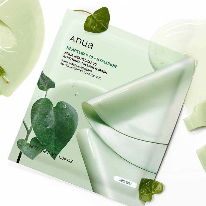 Тканинна маска для обличчя Anua Heartleaf 70 Soothing Collagen Mask з хауттюйнією та колагеном, 38 г оригінал