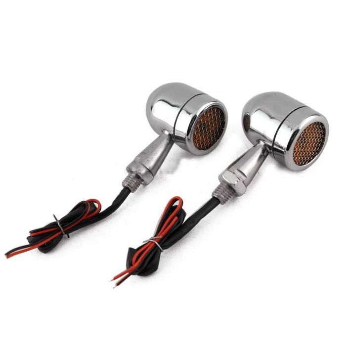 Par de mini piscas LED bala 12V para moto — âmbar universal