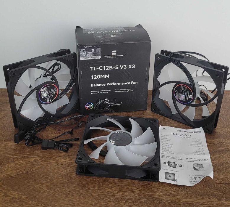 Nowy Zestaw 3x Wentylator Thermalright TL-C12B-S V3 120mm ARGB PWM PC 3-pak