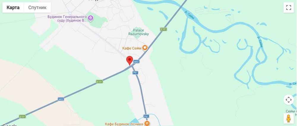 оренда земельної ділянки 50 соток м. Батурин фасад траси Е-101, М-02 - Вид 3