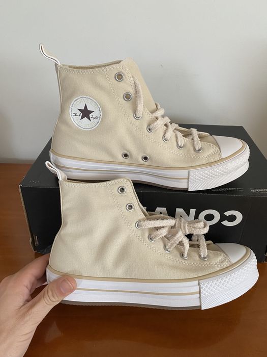 Tenis bota all star creme plataforma converse NOVOS